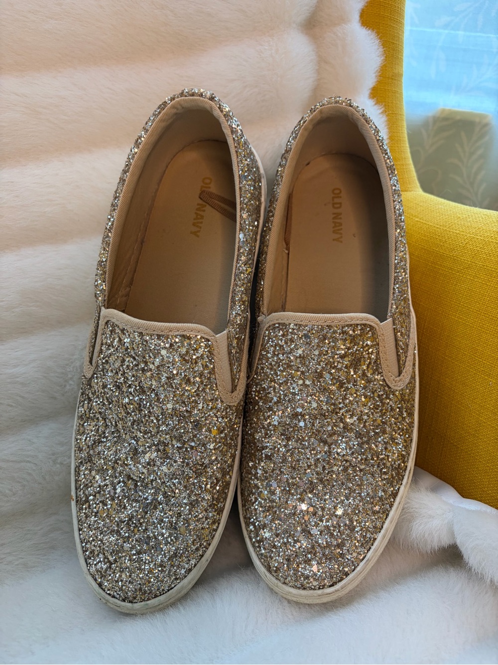 Old Navy Gold Glitter Slip-On Sneakers